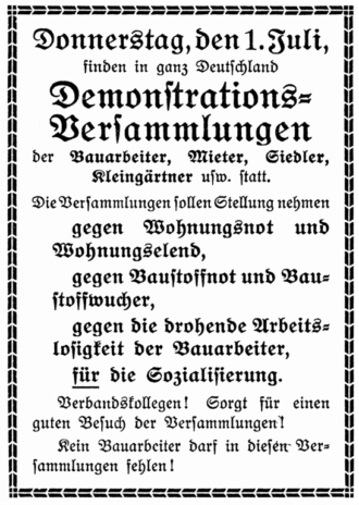 Demonstration Wohnungsnot 1910