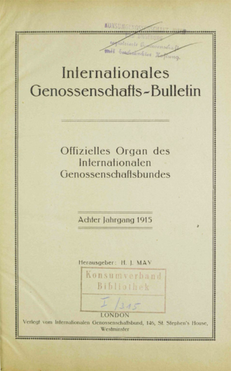 Internationales Genossenschafts Bulletin 1915