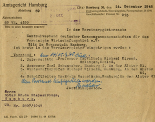 Vereinsregister Eintrag ZdK1948